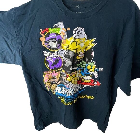 RARE VINTAGE Yellow Rat Bastard Solid Blue Graphic Short Sleeve Tee Shirt XL - Picture 3 of 8